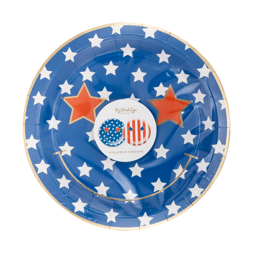 Stars & Stripes Smiley Plates Set - 8 ct.