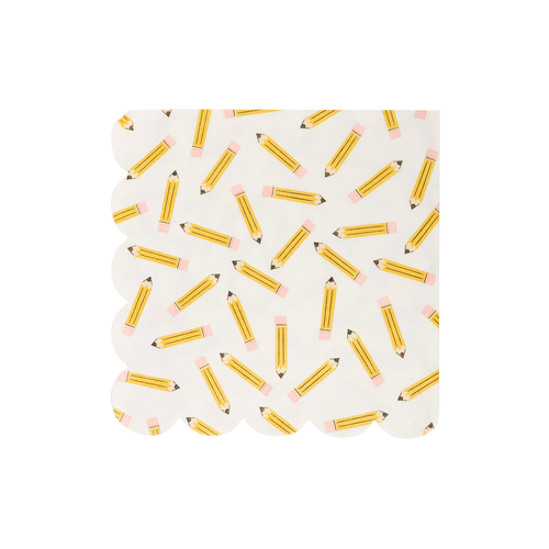 Pencil Pattern Scallop Cocktail Napkin