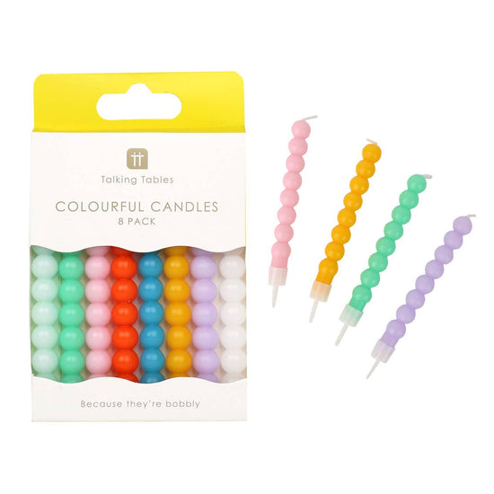 Colorful Bobble Candles - 8 Pack