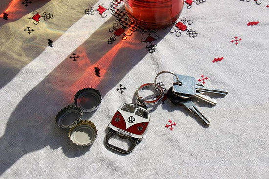 VW Bus Ring/Bottle Opener Keychain - Red