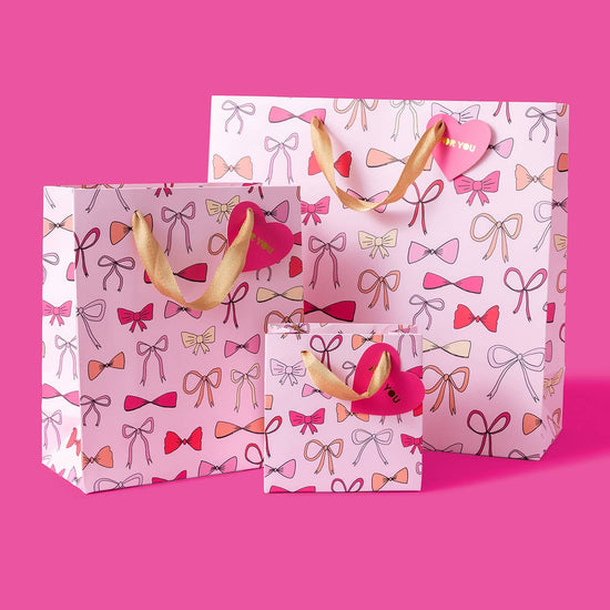 Pink Bows Gift Bags - 3 Sizes