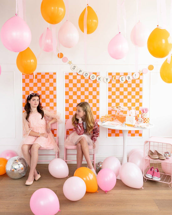 Pink & Orange Check Table Runner