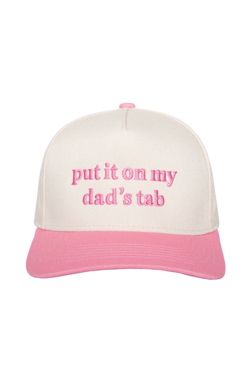 Put It On My Dad's Tab Vintage Style Hat - Pink