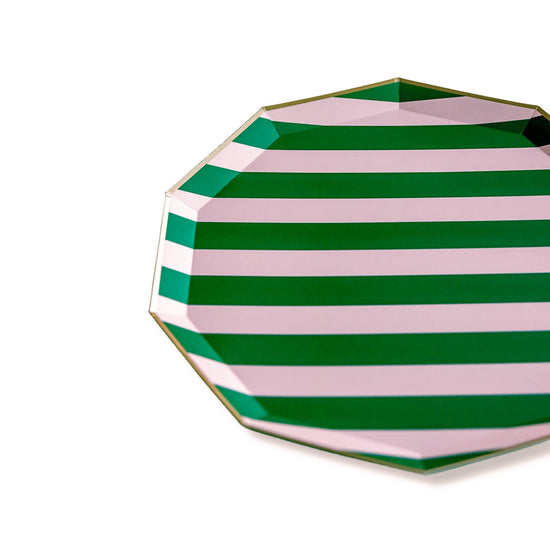 Pink & Green Signature Stripe Large Plates