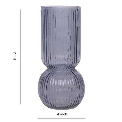 Blue Bubble Bottom Ribbed Vase