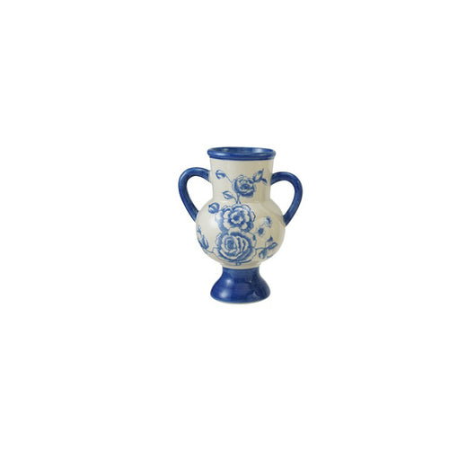 Hand-Painted Floral Stoneware Vase