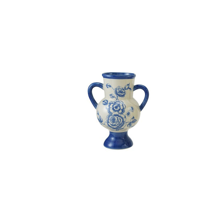 Hand-Painted Floral Stoneware Vase