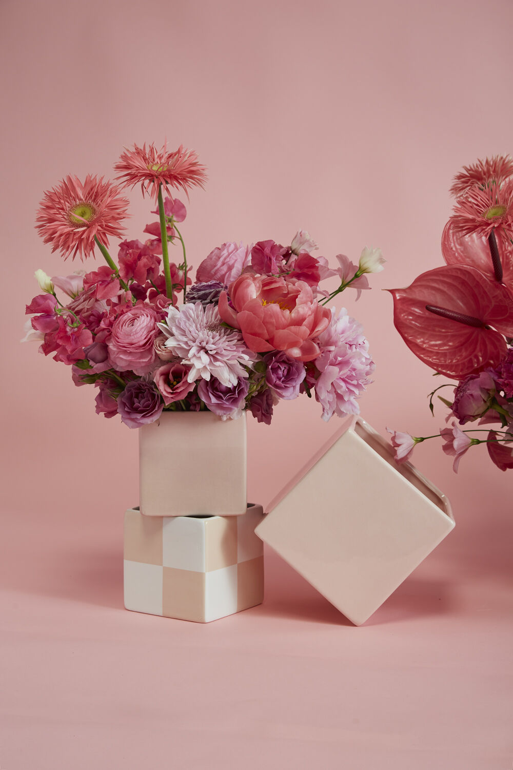 Large Blush Urban Square Vase