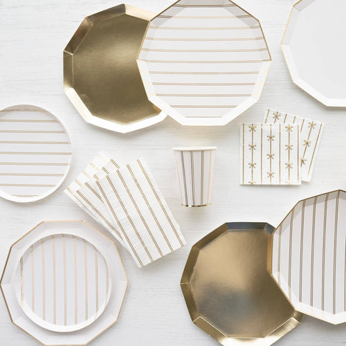 White Gold Foil Bow Napkins