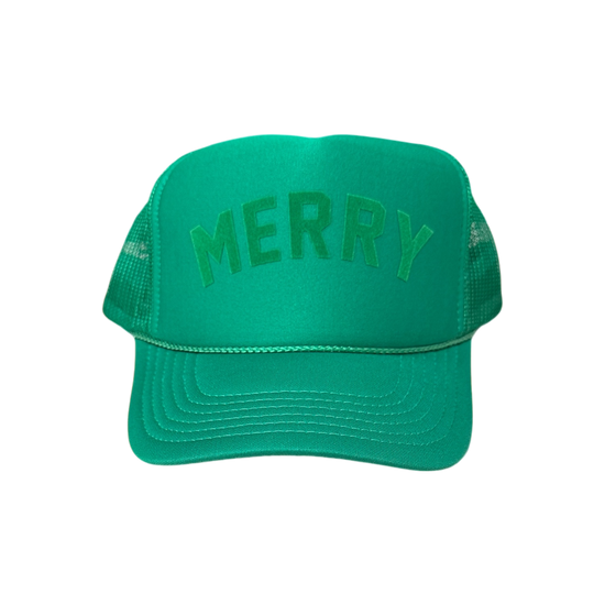 Holiday MERRY Trucker Hat - Green Monochrome