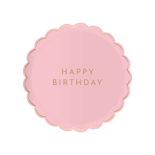 Pink Scallop HAPPY BIRTHDAY Plates - 8 ct.