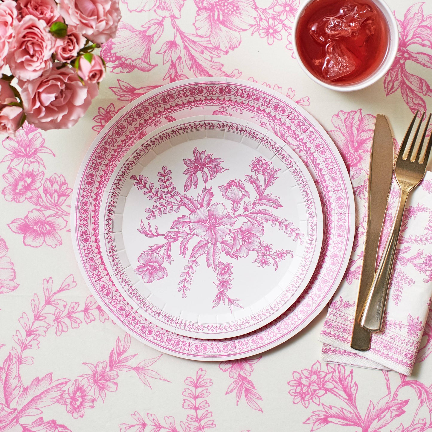 Pink Toile Large Napkins - 25 Ct.