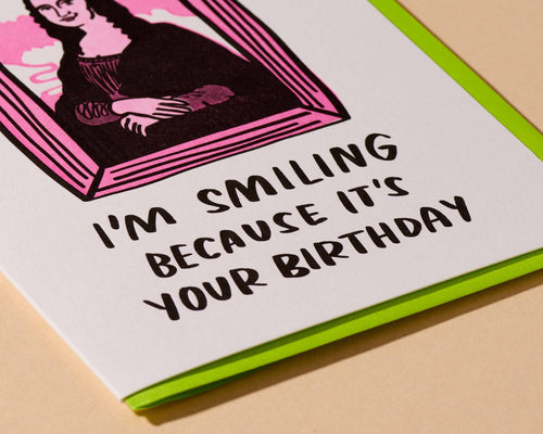 Mona Lisa Letterpress Birthday Card - Fine Art, Classical - Mother's Day Easter Spring - Made in USA