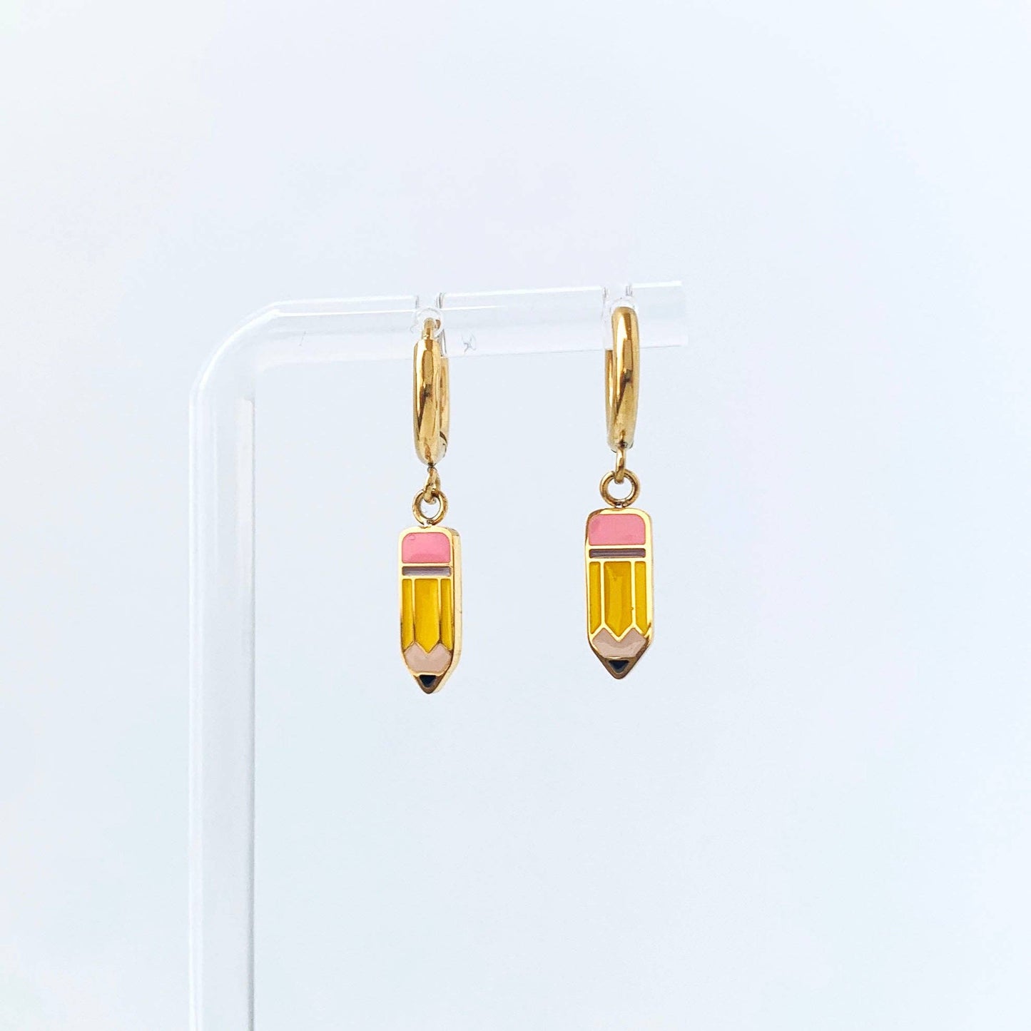 Pencil Huggie Hoop Earrings