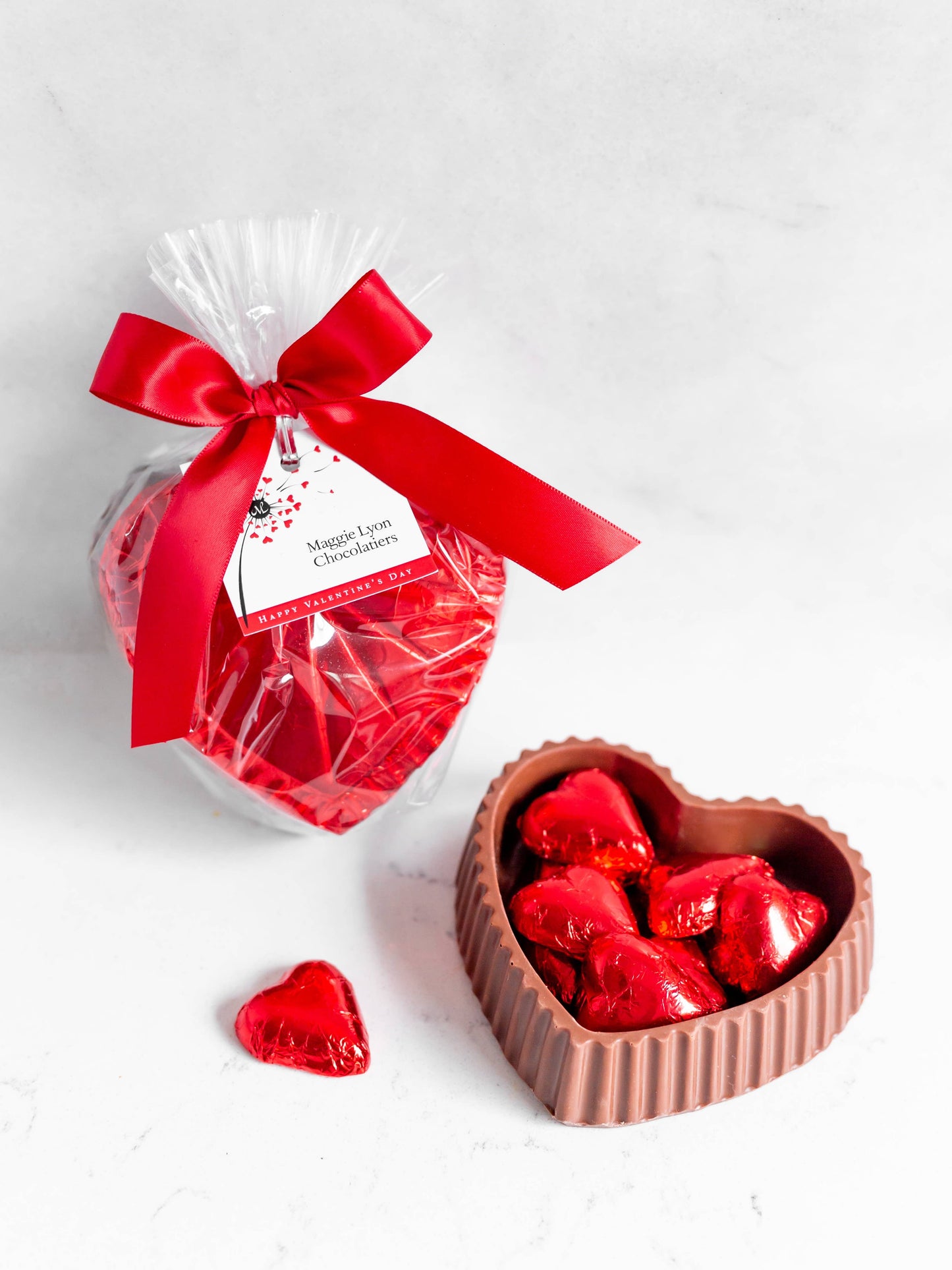 9oz Milk Chocolate Heart Box with Red Foiled Hearts