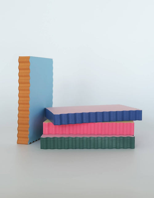 Mini Wave Shaped Notepad - Pink + Evergreen Edge