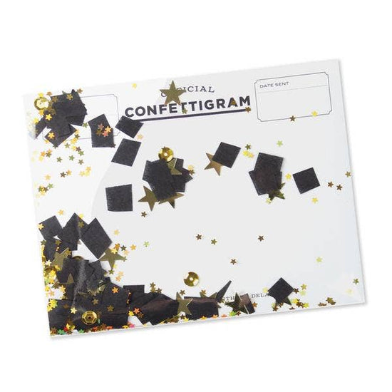 Confettigram - Black and Stars Graduation / Everyday Card