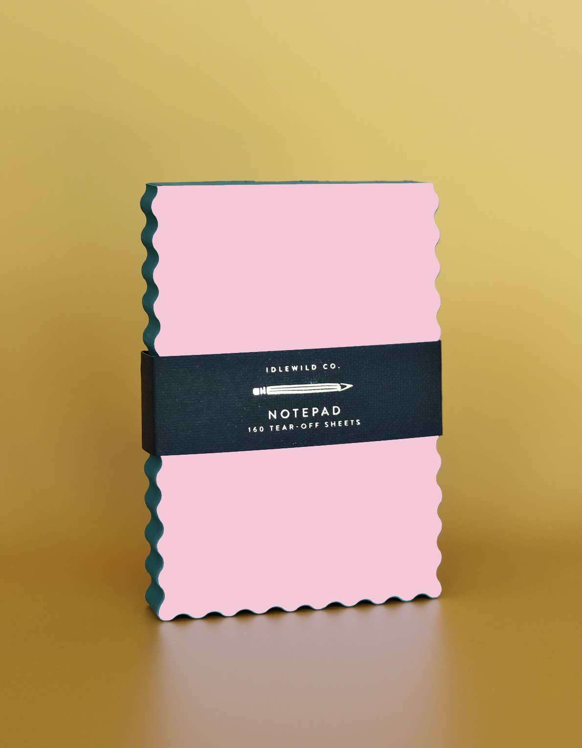 Mini Wave Shaped Notepad - Pink + Evergreen Edge