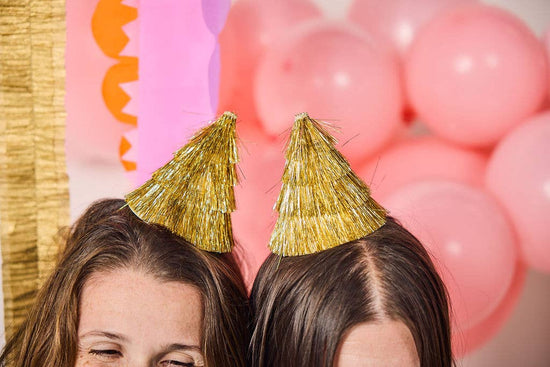 Golden Girl Mini Gold Fringe Party Hats Set
