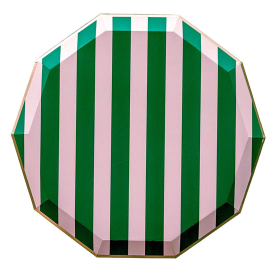 Pink & Green Signature Stripe Large Plates