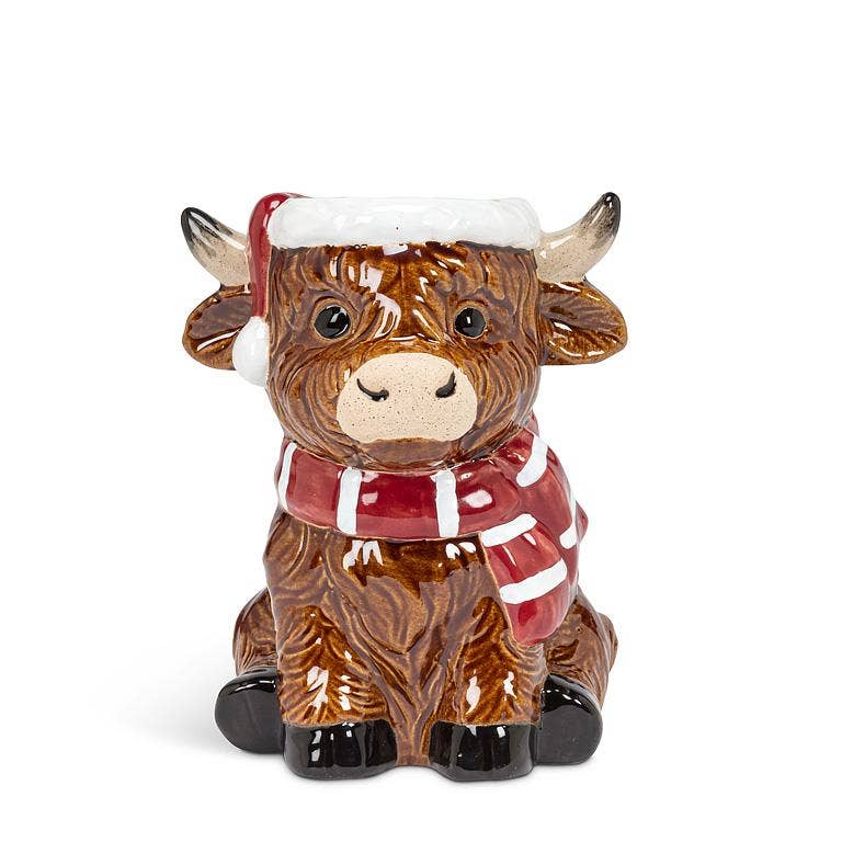 Holiday Highland Cow Vase