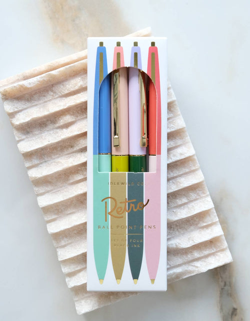 Retro Pen Set of Four - Rainbow