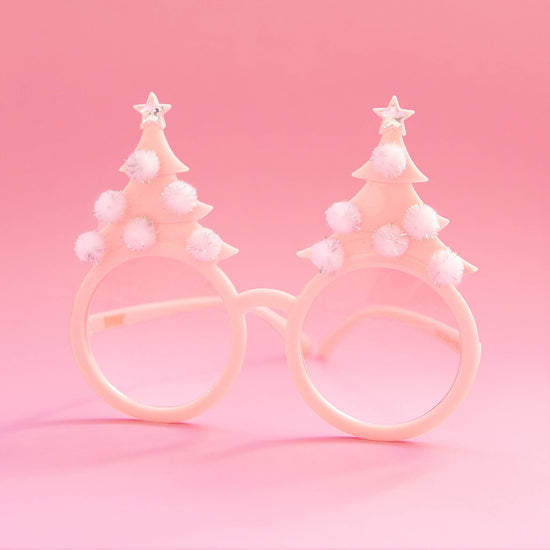 Christmas Tree Holiday Glasses - Pastel Pink