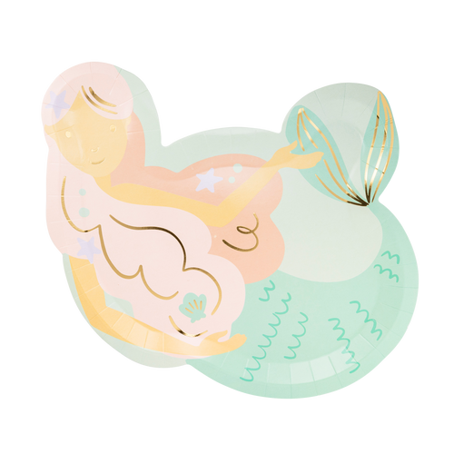 Mermaid Shaped Paper Plates - 8 ct.