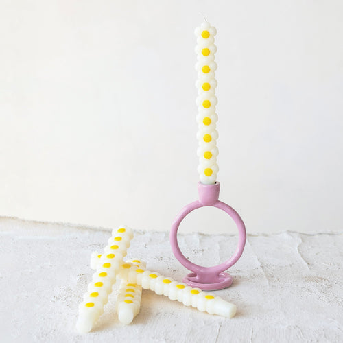 Stacked Daisy Taper Candles