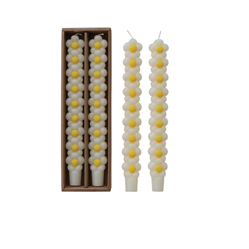 Stacked Daisy Taper Candles