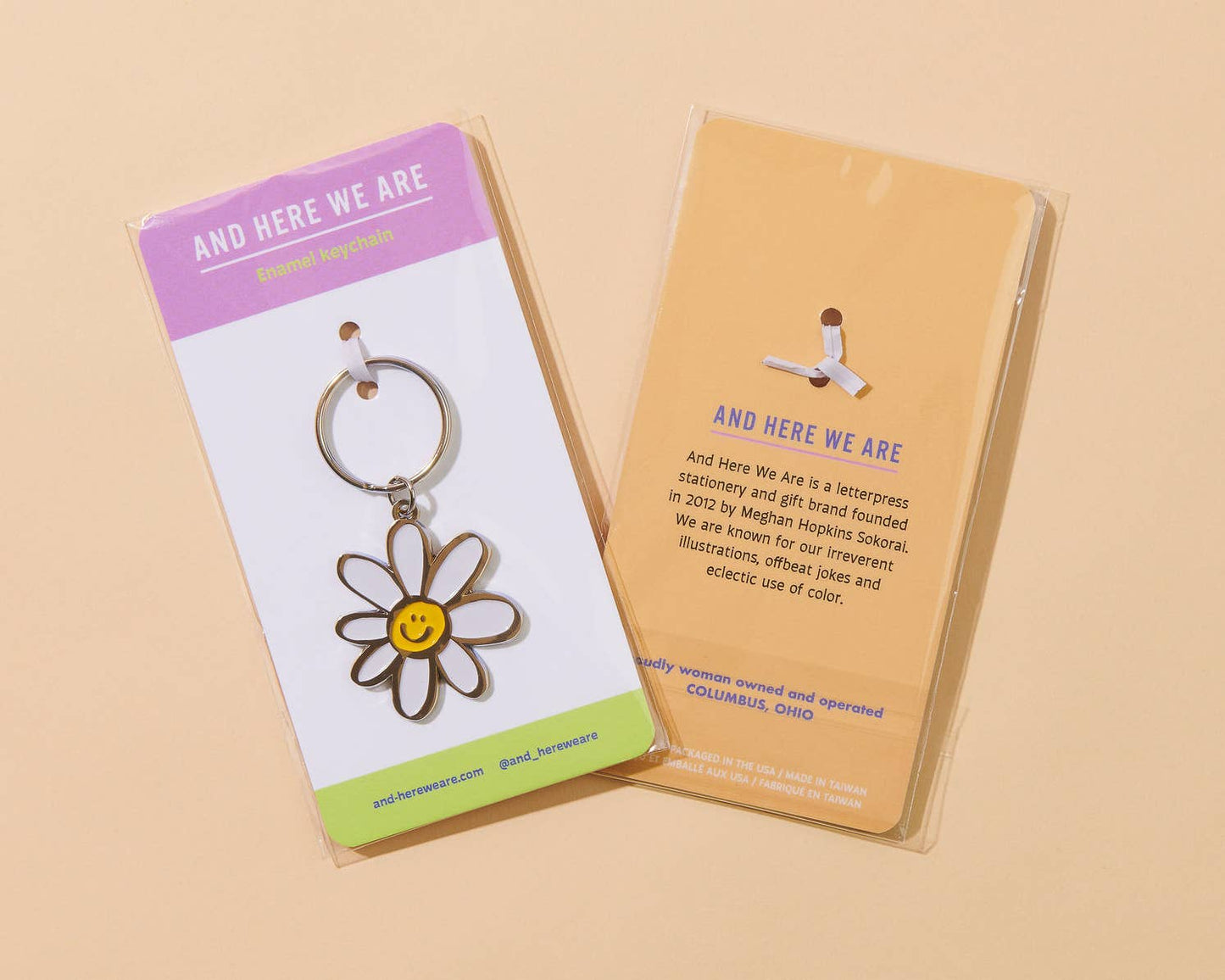 Happy Daisy Flower Enamel Keychain