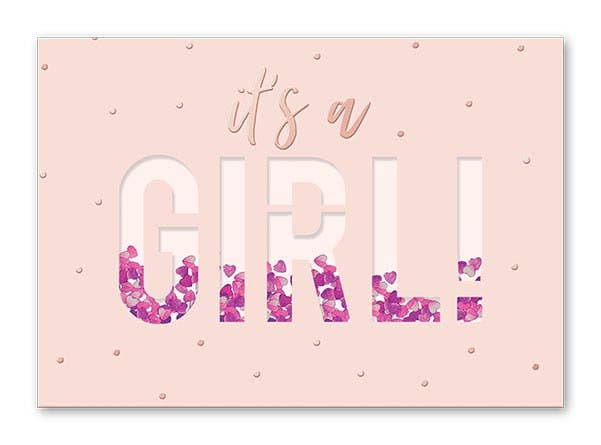 IT’S A GIRL! Confetti Greeting Card