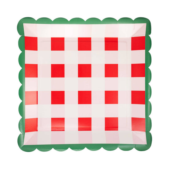 Plaid Scalloped Edge Plates