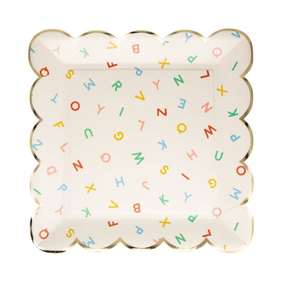 Scattered Alphabet Paper Plates