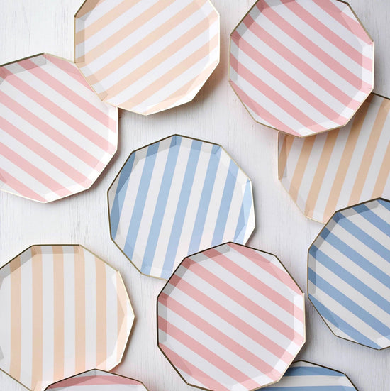 Peach Cabana Stripe Plates - 8 ct.