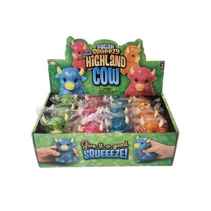 Highland Cow Glitter Sugar Squeeze Toy Fidget