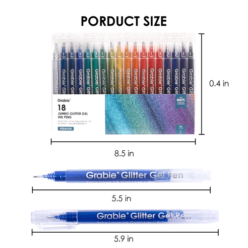 Jumbo Iridescent Glitter Gel Pen Set of 18