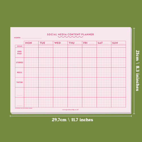 Social Media Weekly Content Planning Pad - A4 Size
