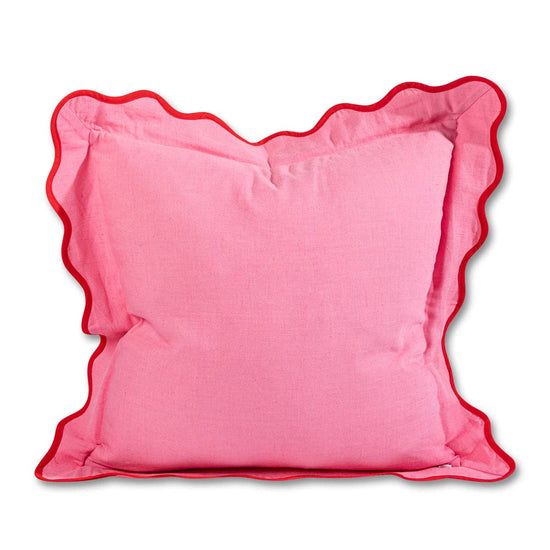 Darcy Linen Pillow - Light Pink + Cherry: WITH INSERT