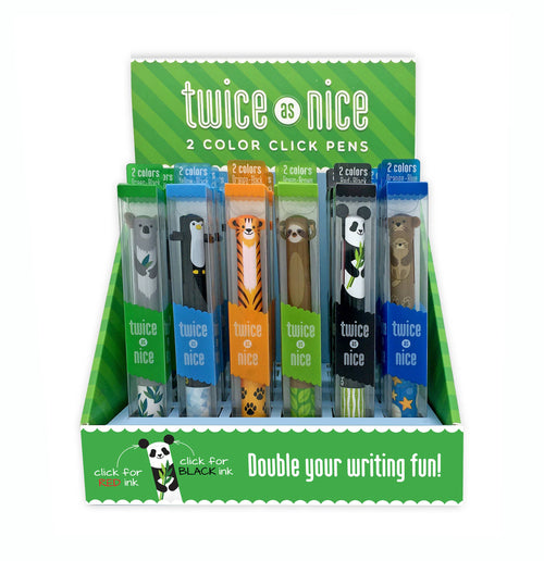 Twice as Nice Cute Creatures 2-Color Click Pen