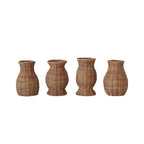 Rattan Vases with Removable Glass Inserts