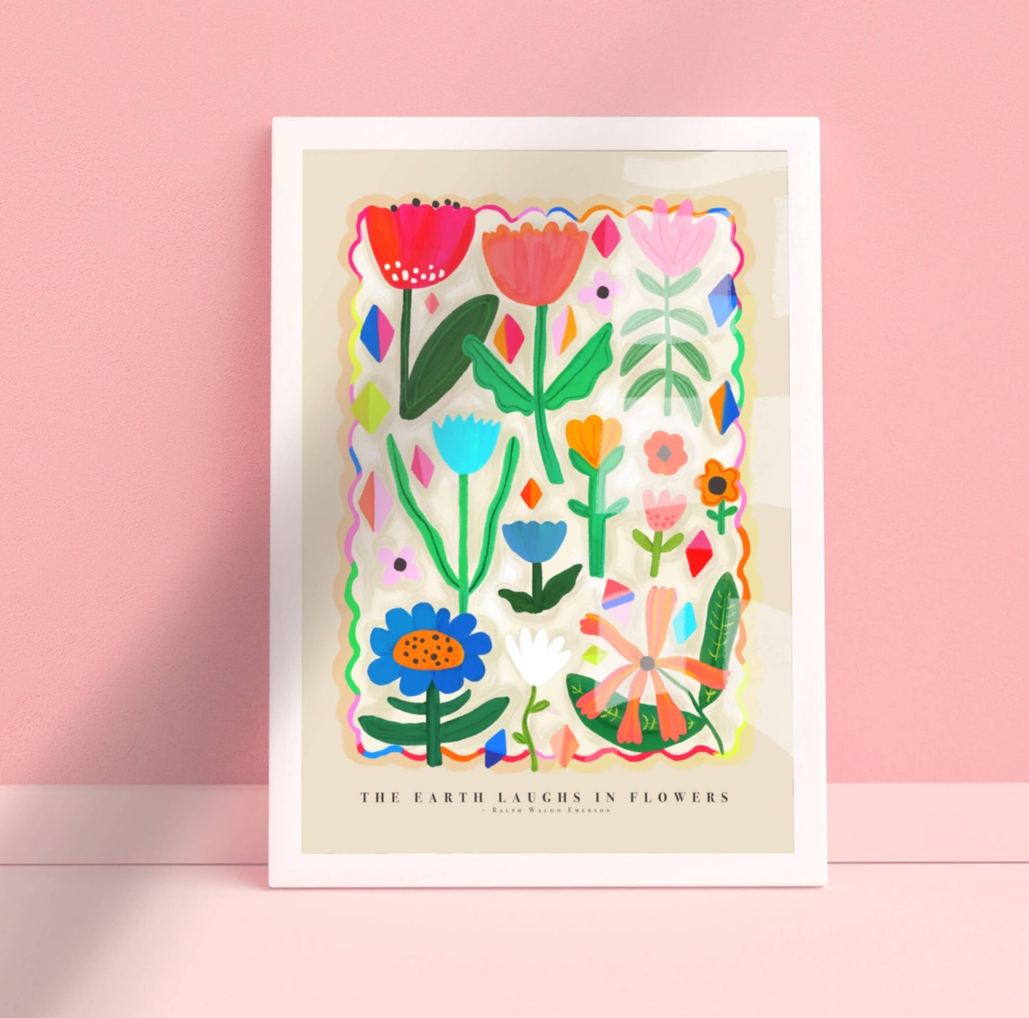 Colorful Flower Print - Pink - A4