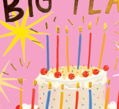 Big Year Big Cake Birthday Card