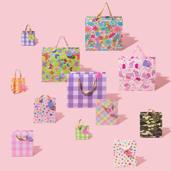 Gift Bags - Happy Flowers - Assorted Sizes to Choose From: Small