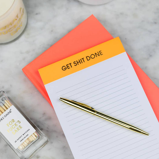 Get Shit Done Notepad - Lined Notepad - Perforated Sheets - Orange