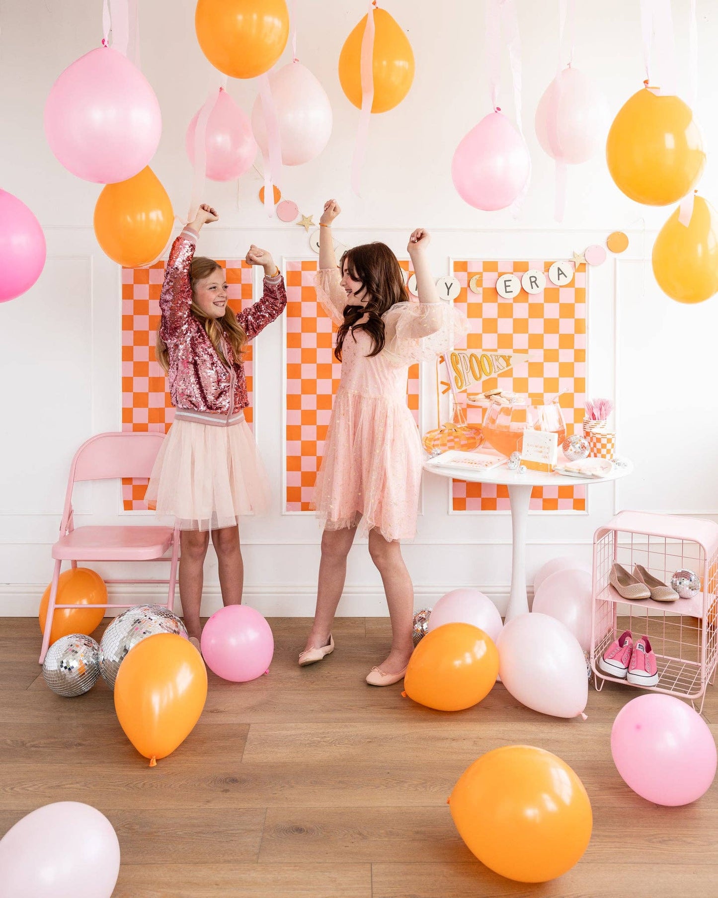 Pink & Orange Check Table Runner