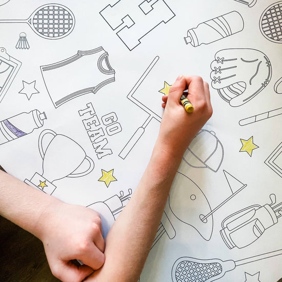 Sports Coloring Table Runner - Happy Birthday