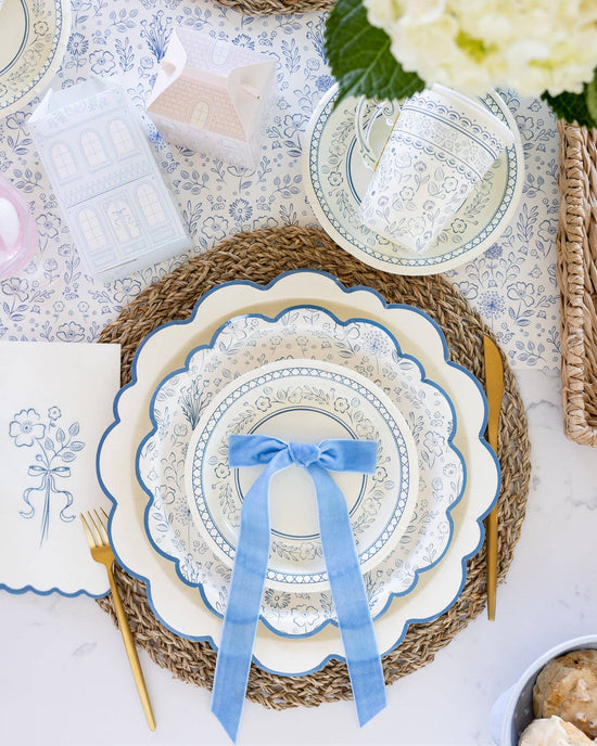 Pembroke Cream with Blue Edge 12" Paper Plates