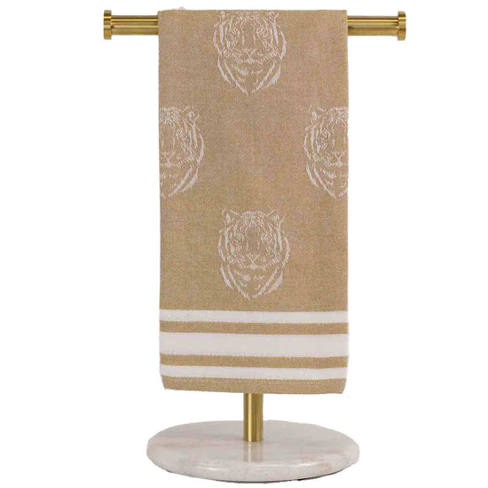 Jacquard Tiger Hand Towel - Gold/White