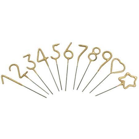 4" Mini Gold Number Sparkler - Number 6